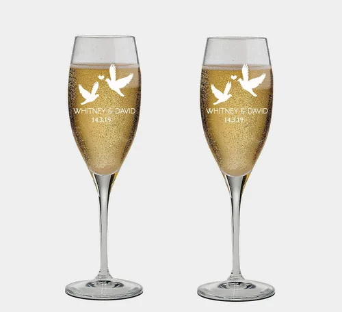 Vista 19 de Juego de 2 copas de champán para dama de honor, copas de champán personalizadas para damas de honor, copas de champán para damas de honor