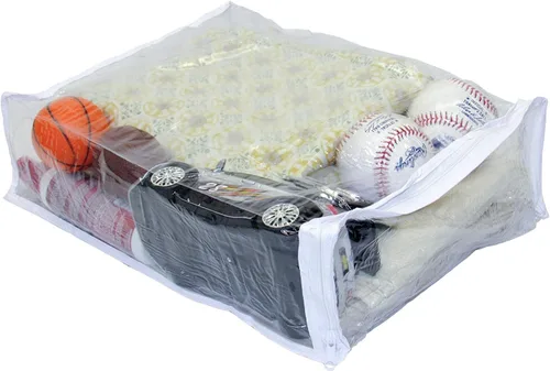 Vista 2 de Paquete de 2 bolsas de almacenamiento de vinilo resistente con cremallera (transparente) para suéteres, mantas, edredones, juegos de ropa de cama