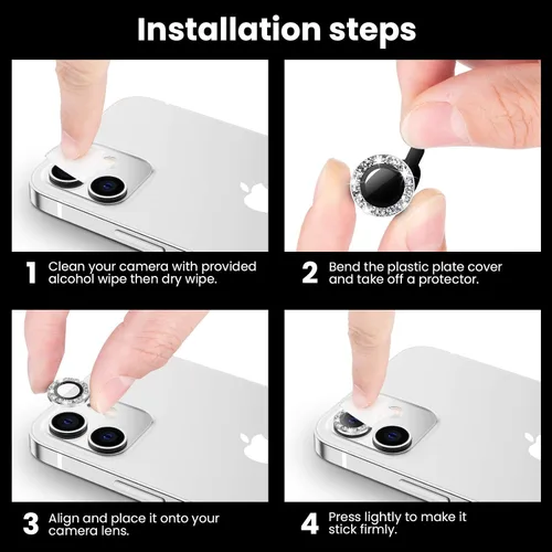 Vista 7 de Tensea Protector de lente de cámara compatible con iPhone 12 / iPhone 12 Mini, protector de pantalla de vidrio templado 9H para iPhone 12 mini