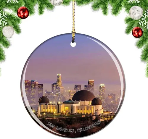 Vista 6 de California Los Ángeles Battleship Museum USA Christmas Tree Adorno Decoración Colgante Colgante Decoración City Travel Souvenir Collection Porcelana