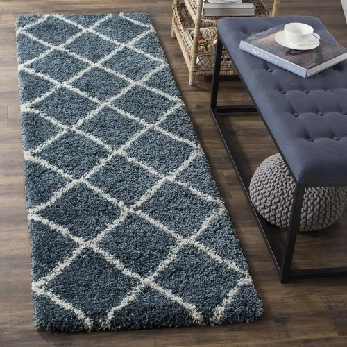 Vista 41 de SAFAVIEH Hudson Shag Collection - Alfombra decorativa de 2 x 3 pies, color beige y marfil, diseño moderno de enrejado, no desprende pelusa