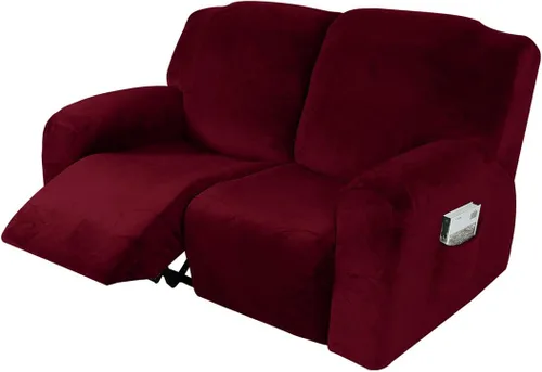 Vista 28 de vctops Fundas reclinables de felpa de terciopelo de lujo, 4 piezas, fundas elásticas y suaves para sofá, protector antideslizante de muebles