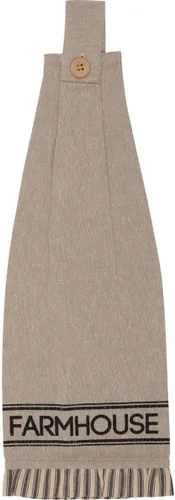 Vista 4 de VHC Brands Sawyer Mill Farmhouse Text - Alfombra de algodón cambray con lazo para tela de cocina, con lazo estarcido, juego de toallas, 6.5 x 18