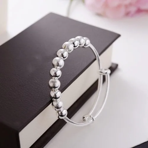 Vista 7 de Pulseras de plata de ley 925 para mujer, pulsera de transferencia de la suerte, ajustable, joyería de moda para mujer