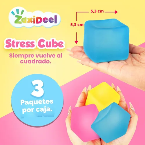 Vista 3 de ZaxiDeel Juguetes de Presión Cubo de Estrés Paquete de 3: Juguetes Sensoriales Llenos de Gel de Alta Densidad, Cubo de 2.1", Juguetes de Presión