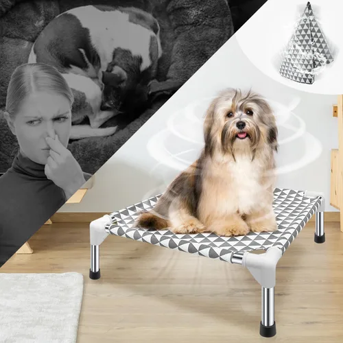 Vista 9 de Kuntrust Cama Elevada para Perros de Exterior Actualizada Catre para Mascotas Elevado Cama Refrescante para Cachorros Cama Elevada para Perros