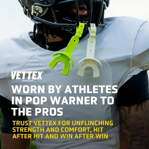 Vista 5 de Vettex Doubleguard Protector bucal con Protección de Labios - Adulto, Aguamarina Football, Lacrosse, MMA, Boxing, Adjustable Helmet Strap, Braces