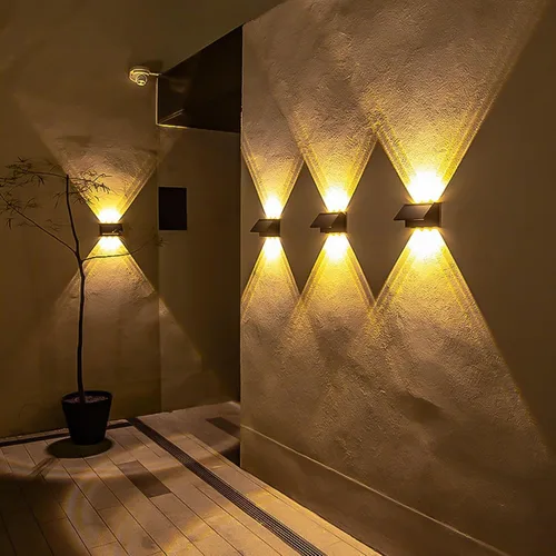 Vista 3 de ASLIDECOR Luz solar de pared hacia arriba, paquete de 2 6 luces LED iluminan al aire libre, lámpara con sensor de luz solar, IP65, impermeable