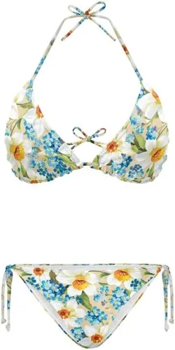 Vista 3 de Hawaiian Monstera Pineapple Cherry - Traje de baño de 4 piezas con cubierta de bikini con cordón y cintura alta