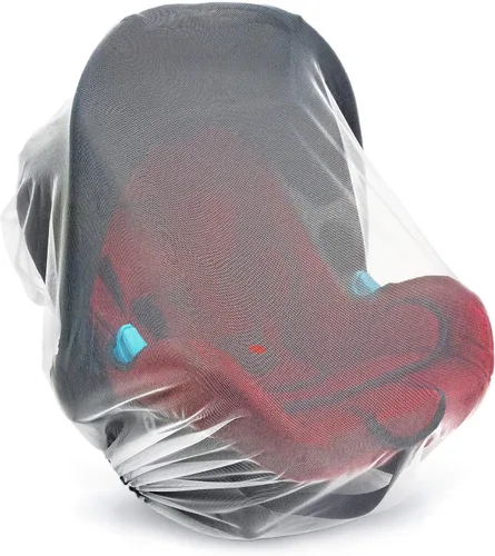 Vista 6 de Mosquitera de bebé para cochecito, portabebés y moisés – Cordón elástico para una red de ajuste cómodo – Red de insectos para correr, asiento