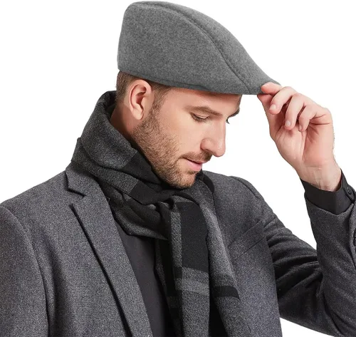 Vista 3 de Ivy Newsboy - Gorra plana estilo Gatsby, gorra clásica para conducir Gris