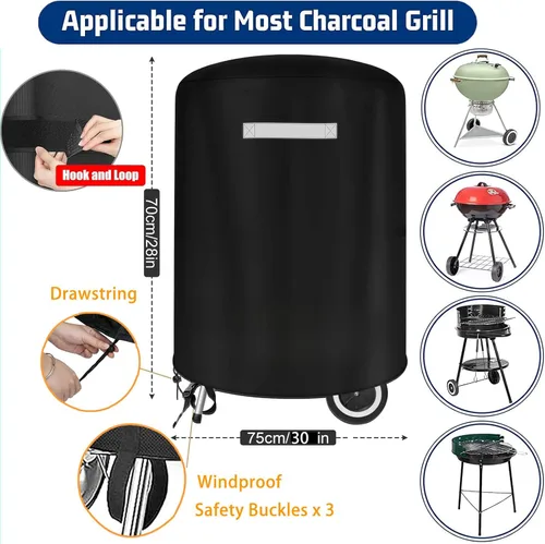 Vista 2 de Cubierta redonda para parrilla Weber de 22 pulgadas al aire libre impermeable para parrillas de carbón Kettle - Cubiertas para parrilla de carbón