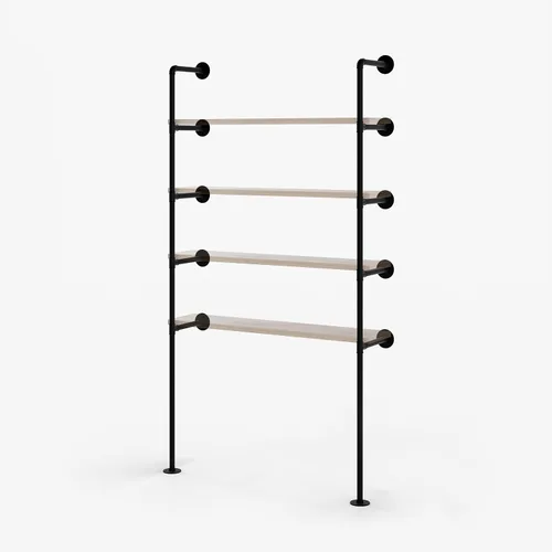 Vista 5 de pamo Soportes industriales para estantes montados en la pared, soporte de estante flotante resistente, estantería de tubo de acero negro, sistema