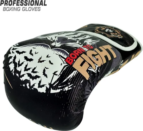 Vista 4 de Boxing Gloves for Men & Women - Pro Training Sparring Punching Gloves - Muay Thai MMA, Kickboxing Heavy Bag Workout Leather Boxing Gloves Negro