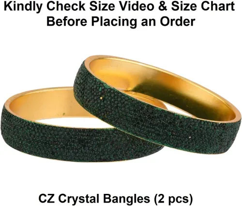 Vista 4 de Efulgenz Rhinestone Bangle Bracelet CZ Crystal Bridal Wedding Party Bracelet Indian Bangle Set Fashion Jewelry for Women (2 Pcs)