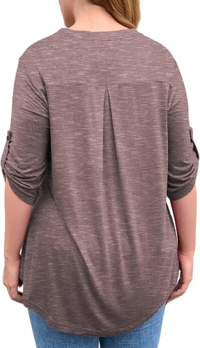 Vista 2 de a.Jesdani - Blusas de manga 34 que se enrollan, con cuello en V, diseño tipo túnica, talla extragrande para mujer