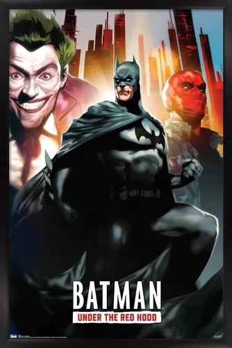 Vista 8 de Trends International DC Comics - Póster de pared de Batman con capucha roja, 14.725 x 22.375 pulgadas, versión enmarcada de madera de granero