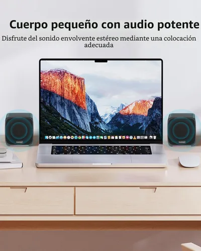 Vista 4 de Uakinat Altavoces de Computadora, Altavoces de Computadora para PC de Escritorio, Altavoces de Escritorio, Pequeños Altavoces de Computadora USB