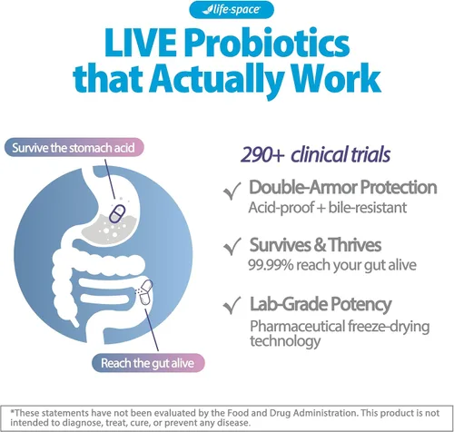 Vista 6 de Life-Space Probióticos bióticos intestinales para regularidad, porción de 2 meses, 20 mil millones de UFC y 5 cepas, apoya el movimiento intestinal