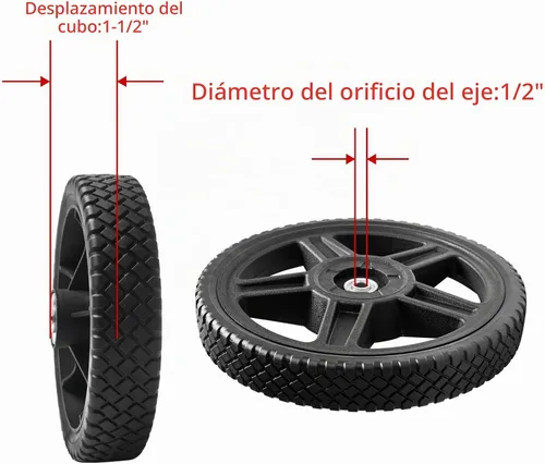 Vista 3 de Parts Camp Kits de ruedas de cortacésped Ruedas de plástico de 6 pulgadas