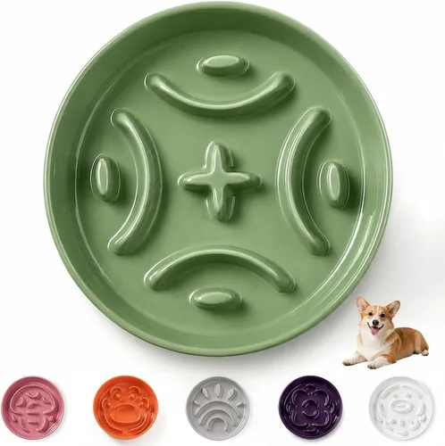Vista 31 de Cuenco elevado para perros de alimentación lenta, 0.8 tazas de cerámica elevado con soporte inoxidable, cuenco elevado para perros de 6.3 pulgadas