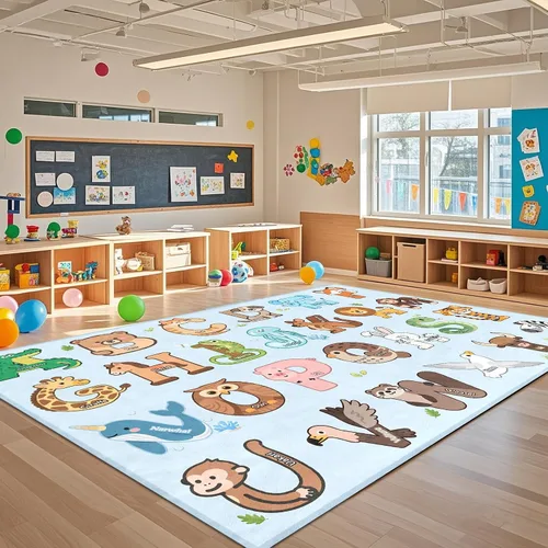 Vista 14 de Alfombras infantiles para sala de juegos, alfombra ABC de 2.5 x 4 pies para niños pequeños, alfombra de aprendizaje educativo, alfombra