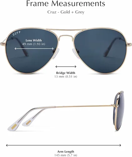 Vista 7 de DIFF Gafas - Cruz - Gafas de sol de diseño aviador para hombres y mujeres, 100% UVAUVB