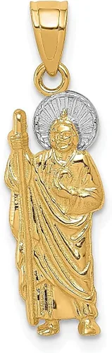 Vista 7 de ICE CARATS Collar con colgante de oro amarillo de 10 quilates, San Judas, Tadeo, San Judas, Patrono, San Tadeo, Medalla religiosa, joyería fina