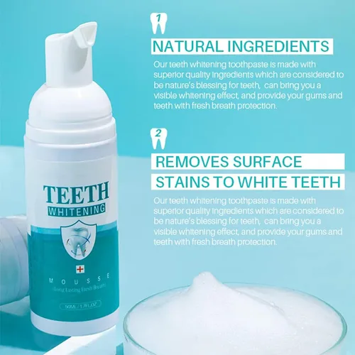 Vista 7 de Mousse blanqueador de dientes – Espuma refrescante de limpieza profunda para el aliento Pasta de dientes Natural Agua de lavado bucal Espuma