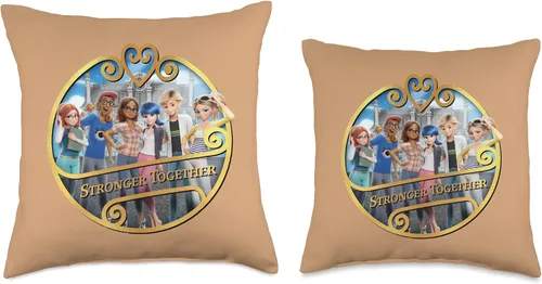 Vista 3 de Miraculous Ladybug and Cat Noir The Movie Stronger Together - Almohada de 16 x 16 pulgadas, multicolor