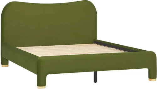 Vista 6 de Walker Edison Chantelle - Cama Queen tapizada moderna curva, tamaño Queen, terciopelo verde