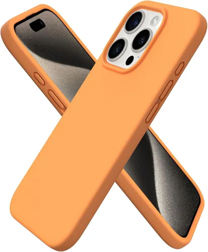 Vista 11 de ORNARTO Funda compatible con iPhone 15 Pro de 6.1 pulgadas, silicona líquida de 3 capas cubierta completa de goma de gel suave, funda protectora