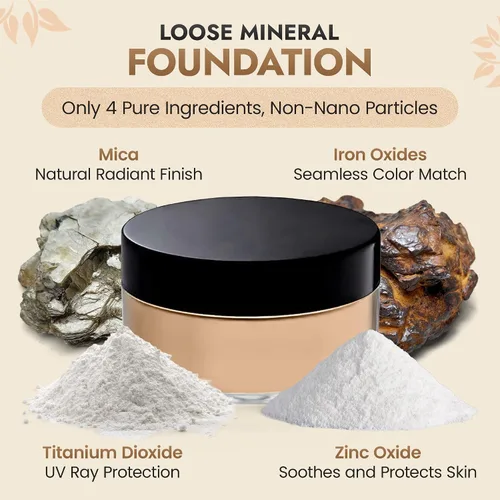 Vista 2 de BaeBlu InstaFame - Base de maquillaje mineral suelta, mate de cobertura completa con SPF natural para pieles sensibles, crea For Sensitive &
