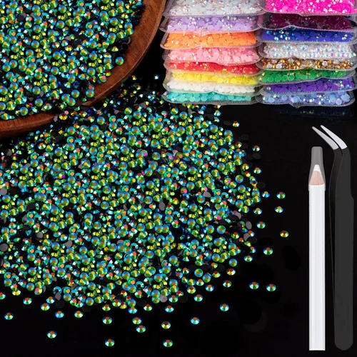 Vista 44 de 5000 piezas de 2mm de strass de resina a granel, strass de gel negros con parte posterior plana y redonda para embellecer sin termoadhesión, gemas