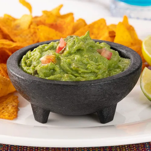 Vista 6 de Restaurantware -Cuenco para salsa de 4 onzas, 1 cuenco Molcajete de diseño de 3 patas, apto para microondas, lavavajillas, recipiente de plástico