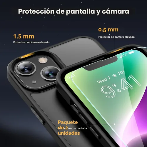 Vista 6 de Miracase - Funda magnética para iPhone 14 Plus de 6.7 pulgadas (compatible con MagSafe) (con 2 protectores de pantalla), protección de grado Negro