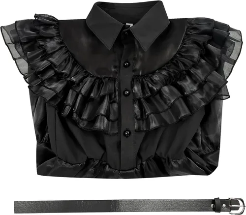 Vista 6 de Masfrida Wednesday Addams - Vestido de baile escolar para niños, falda negra, disfraz para niñas, disfraz de Rave N para Halloween, cosplay