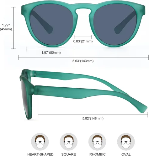 Vista 6 de Alphin Gafas de sol estilo ojo de gato retro vintage gafas redondas gafas de sol