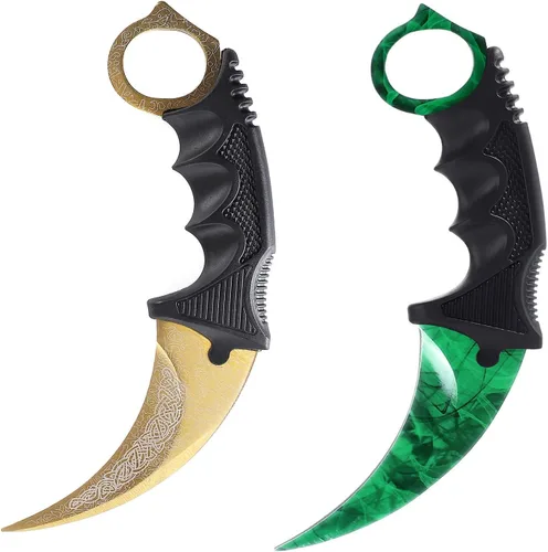 Vista 10 de TOPOINT - Paquete de 2 cuchillos Karambit sin filo de corte sin filo con funda para principiantes (negro y rojo)