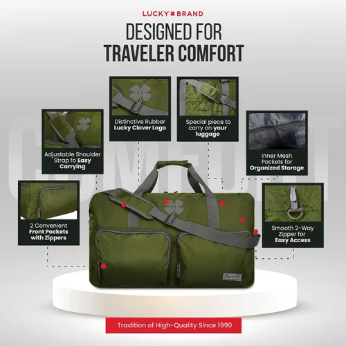 Vista 4 de Lucky Travel - Bolsa de lona de 65 L, bolsa de gimnasio y bolsa de lona para hombres, bolsa plegable para mujeres y hombres con correa de hombro