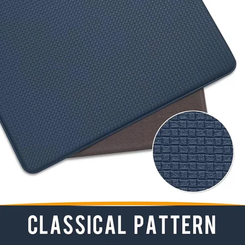 Vista 7 de Tapetes de cocina acolchados antifatiga, impermeable, acolchado de espuma viscoelástica para estar de pie, 17 x 59 pulgadas, color azul