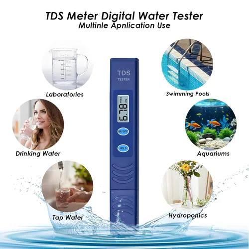 Vista 5 de Probador de agua TDS, probador de agua potable, medidor de 0-9990 PPM, medidor de calidad de agua, probador de agua portátil para agua potable