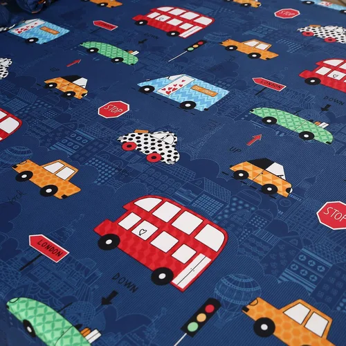 Vista 3 de MAG Juego de 3 piezas de sábanas con autos tamaño individual, juego de sábanas azules tamaño individual para niños, adolescentes y amantes