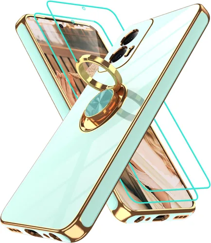 Vista 61 de Funda para Motorola Moto G 5G 2024: Funda Moto G Play 5G 2024 con 2 piezas de protectores de pantalla, soporte de anillo de rotación de 360°