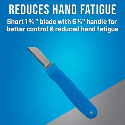 Vista 5 de Jonard KN-7 Cuchillo Ergonómico para Empalme de Cables con Mango de Goma Termoplástica, Azul, 6-1/4" de Longitud