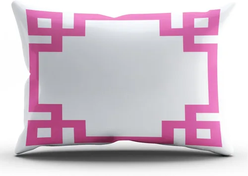 Vista 54 de Funda de almohada rectangular con cremallera en un lado impreso de 12 x 16 pulgadas, color blanco y rosa intenso Rosa fucsia