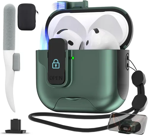 Vista 10 de Maxjoy Funda protectora para AirPods Pro 3 con kit de limpieza, funda rígida militar con bloqueo que absorbe los golpes, azul oscuro