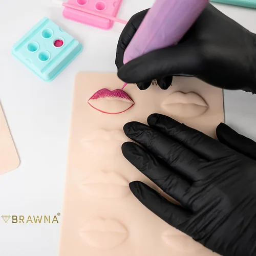 Vista 8 de BRAWNA 3D Lip PMU Practice Skin - 10 formas de labios - Piel de práctica de tatuaje de labios - Suministros PMU