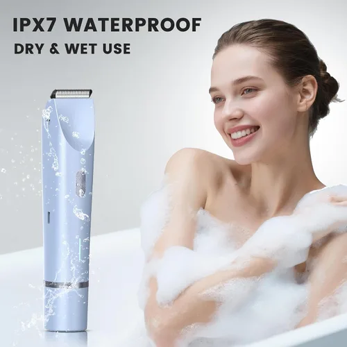 Vista 4 de Recortadora de bikini para mujer, afeitadora eléctrica para mujer, maquinilla de afeitar impermeable IPX7 para cabello púbico, axilas, áreas