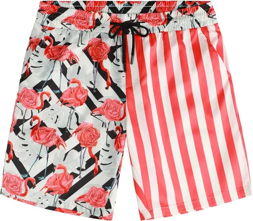 Vista 5 de VATPAVE Conjuntos hawaianos de flamenco para hombre camisas casuales de manga corta con botones trajes de verano